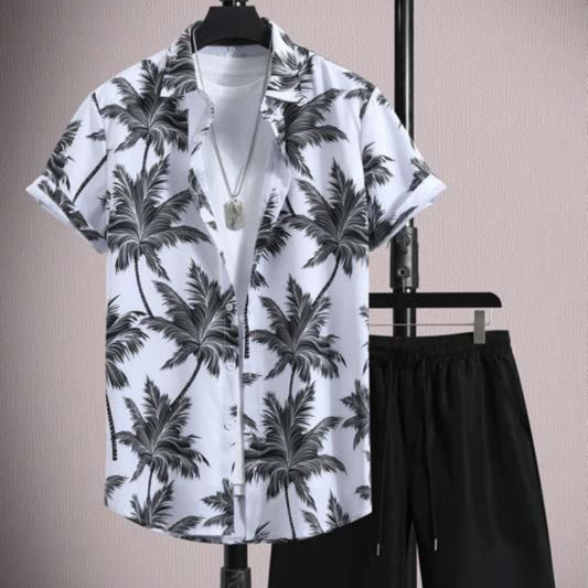 Anthony – Luchtig Korte Mouwen Shirt van IJs Zijde met Micro-ondersteuning en Shorts Set