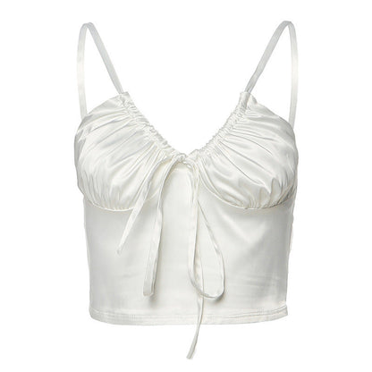 Emily – Smalle Mouwloze V-Hals Weste in Effen Design