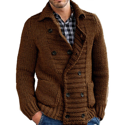 John – Solide Heren Trui met Revers en Cardigan-Design