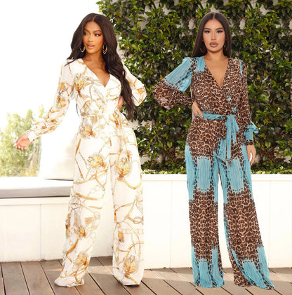 Judith – Lange Chiffon Jumpsuit met Digitale Print