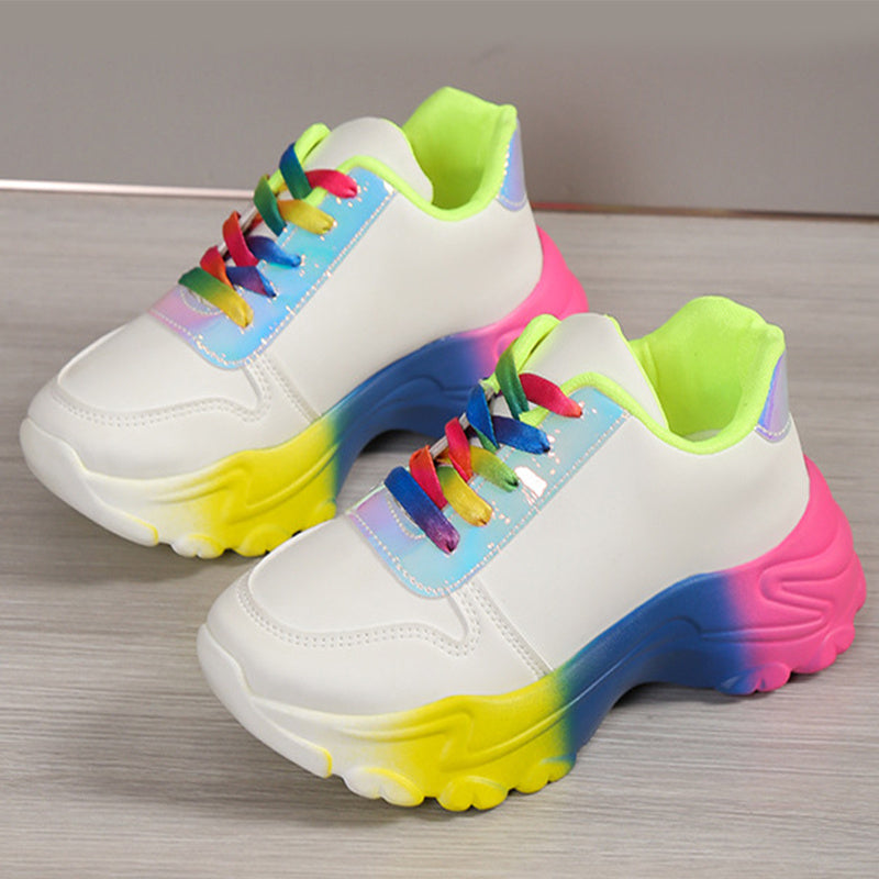 Hannah – Regenboogsneakers voor dames met dikke zool