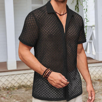 Lawrence – Polo-Shirt met Korte Mouw en Mesh in Effen
