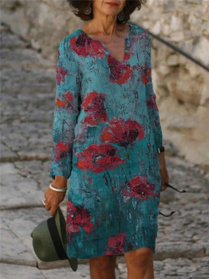 Wendy – Florale Tuniek met V-Hals en A-Lijn
