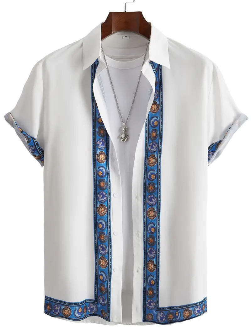 Steve – Casual Geometrisch Kortemouwen Shirt voor Heren