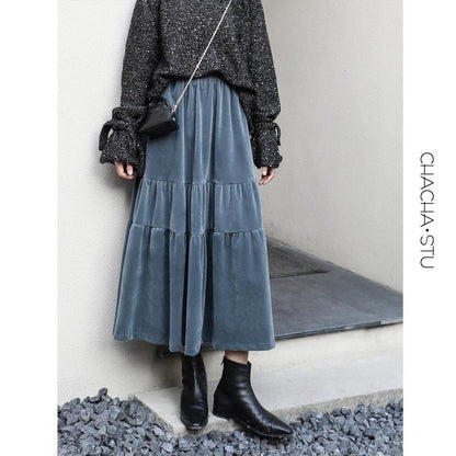 Sandra – Damen A-Linien-Rock aus dickem Samt