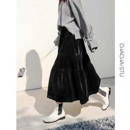 Sandra – Damen A-Linien-Rock aus dickem Samt