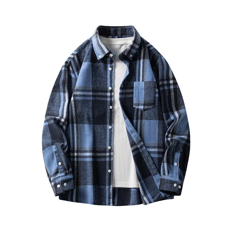 Leonard – Langem Herenoverhemd van Dikke Flanel met Ruitpatroon
