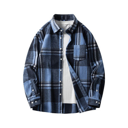 Leonard – Langem Herenoverhemd van Dikke Flanel met Ruitpatroon