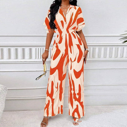 Georgina – Zachte Jumpsuit met V-hals en Print