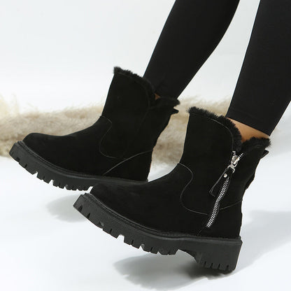 Alison – Dikke Pluche Sneeuwlaarzen van Premium Vegan Suede met Antislipzool
