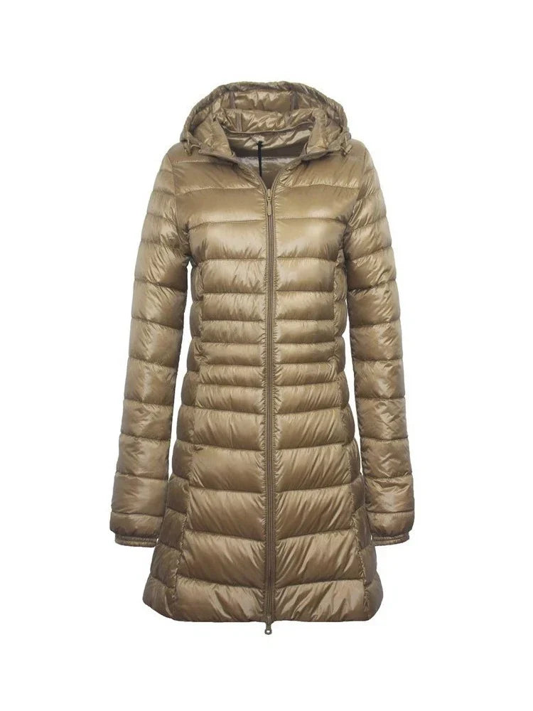 Natalie – Lange gewatteerde winterjas voor dames