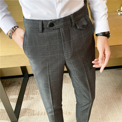 Roy – Elegante schmal gesneden herenpantalon in Brits ruitpatroon