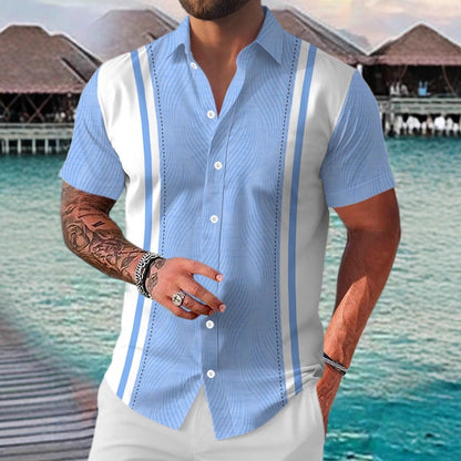 Steve – Casual Geometrisch Kortemouwen Shirt voor Heren