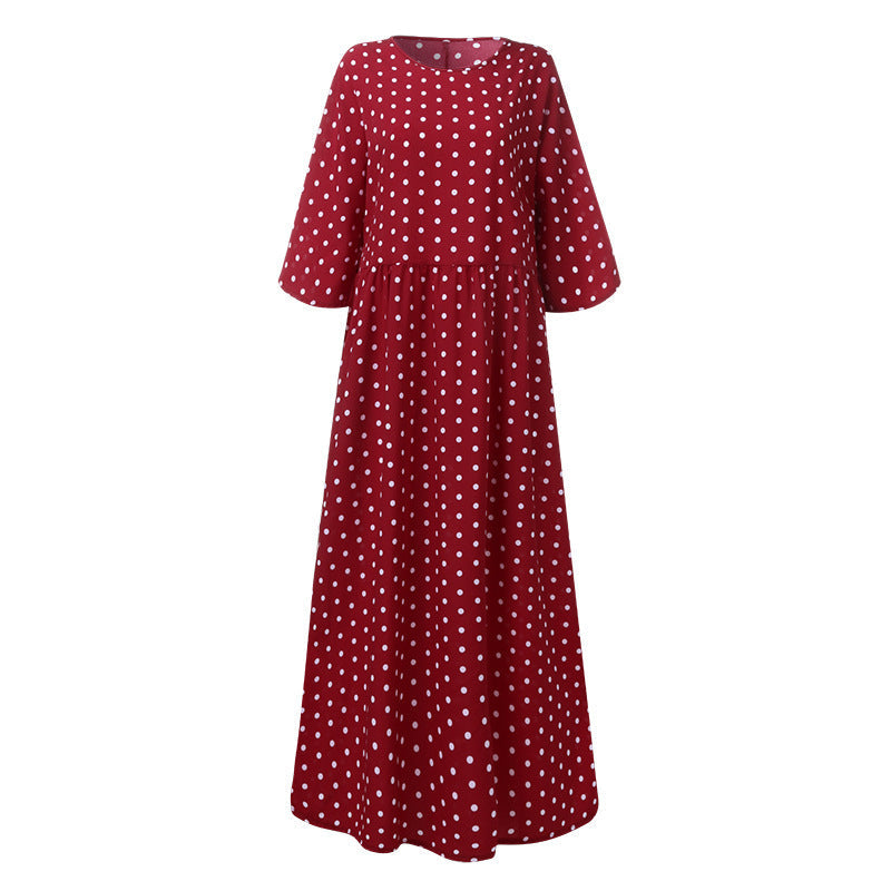 Leah – Elegante Polka Dot Tuniekjurk met Halflange Mouwen