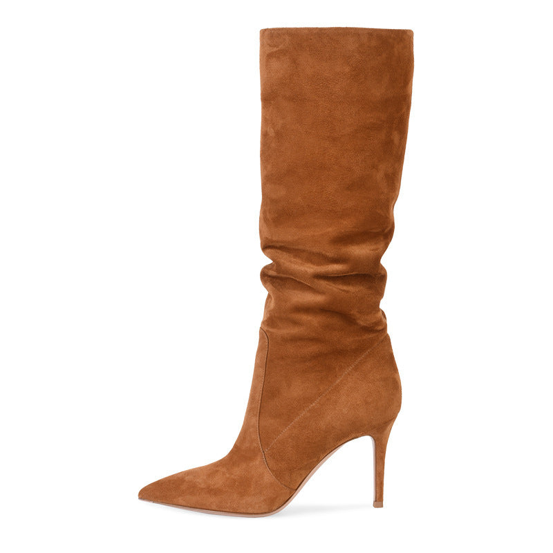 Mary – Modieuze Stilettohakken van Premium Vegan Suède in Bruin