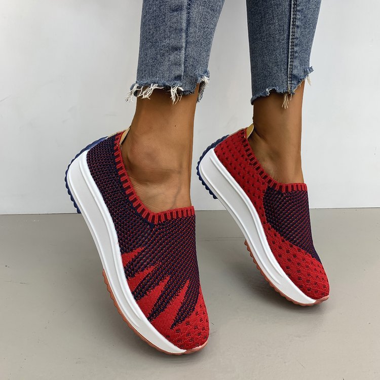 Amy – Ademend Flyknit Sneakers met Sleehak