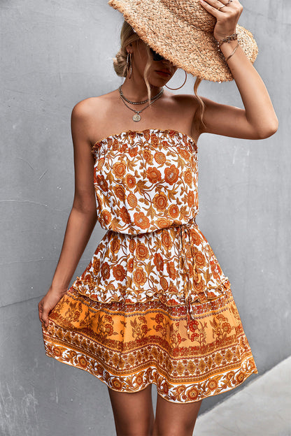 Ann – Mouwloos Bohemian Bloemenprint Jurk voor Zomerse Stranddagen