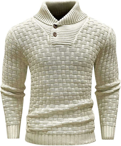 Eddie – Slim Fit Heren Rollneck Trui met Knopdesign