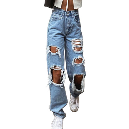 Anna – Smal gesneden damesjeans met scheuren