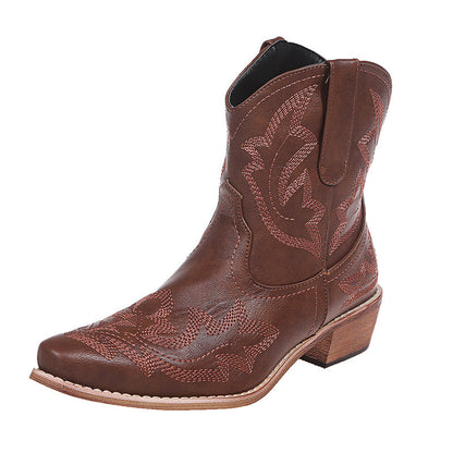 Sophie – Cowgirl-laarzen met borduurwerk en sleehak