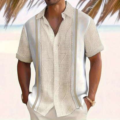 Steve – Casual Geometrisch Kortemouwen Shirt voor Heren