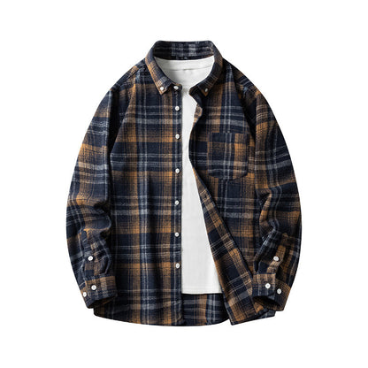 Leonard – Langem Herenoverhemd van Dikke Flanel met Ruitpatroon