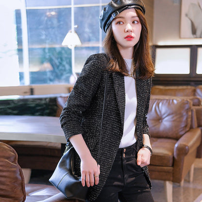 Claire – Vegan Leren Damesblazer met Klassiek Karo-Patroon