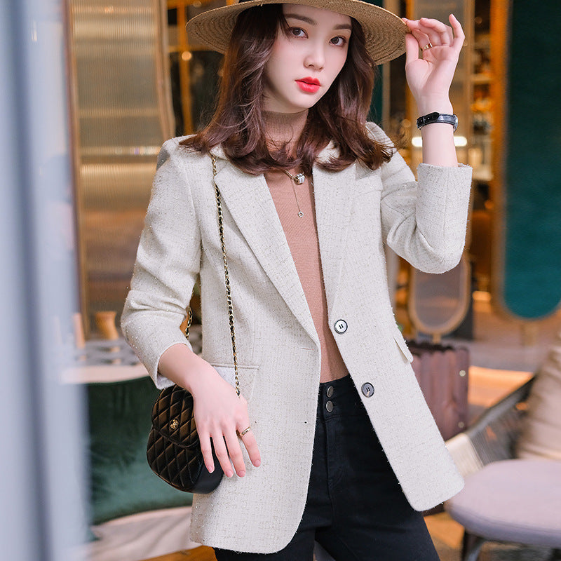 Claire – Vegan Leren Damesblazer met Klassiek Karo-Patroon