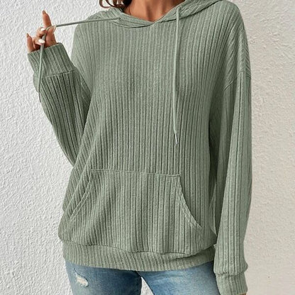 Amanda – Lange Mouwen Hoodie met Zakken en Ingezakte Strepen