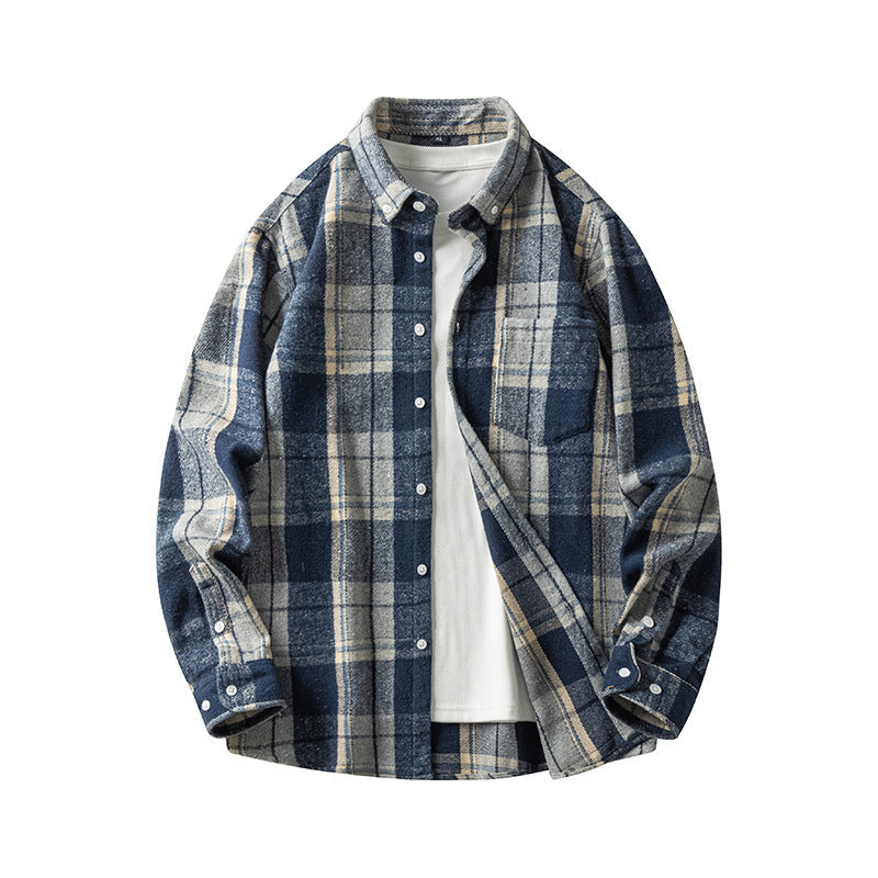 Leonard – Langem Herenoverhemd van Dikke Flanel met Ruitpatroon