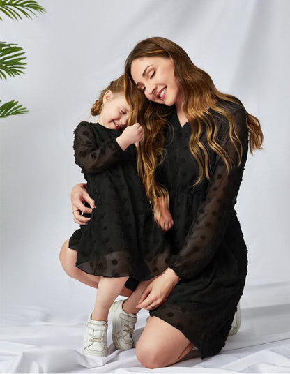 Abigail – Vloeiende Chiffon Lange Mouwen V-Hals Zoete Tuniekjurk