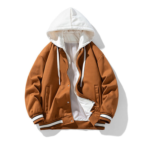 John – Heren Fleece Hoodie Cardigan in Effen Kleur