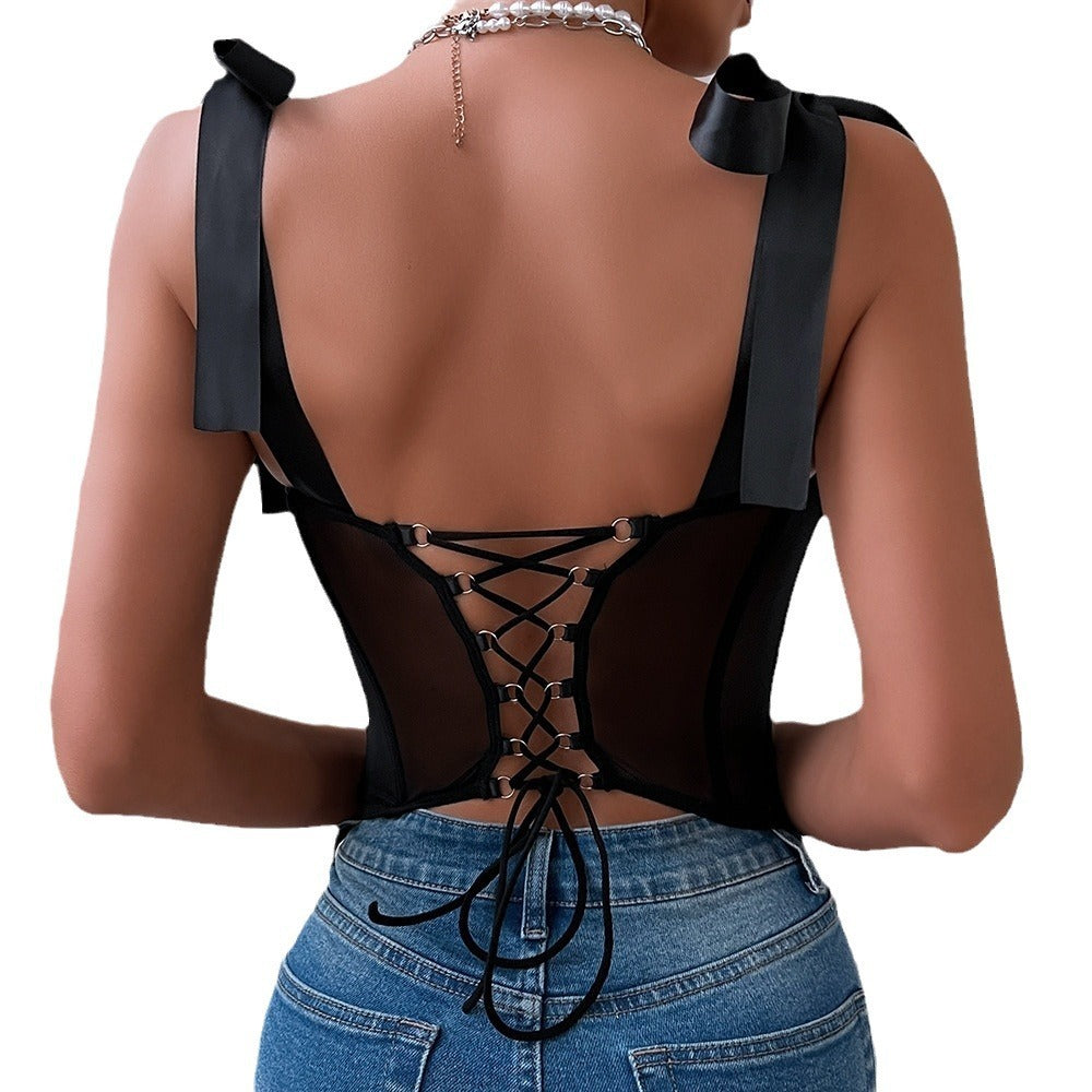 Heather – Sexy Top met Pailletten en Open Rug Design