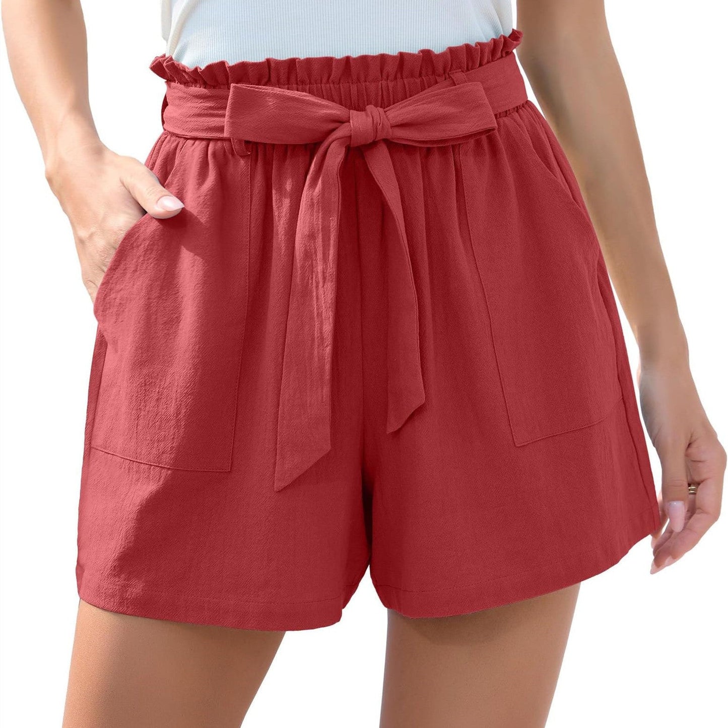 Abigail – Stijlvolle Rucheshort met Zakken