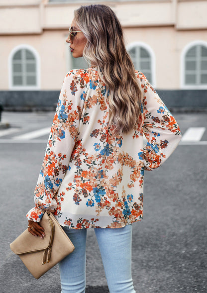 Fiona – Elegante Damesblouse met Bloemenprint en V-Hals