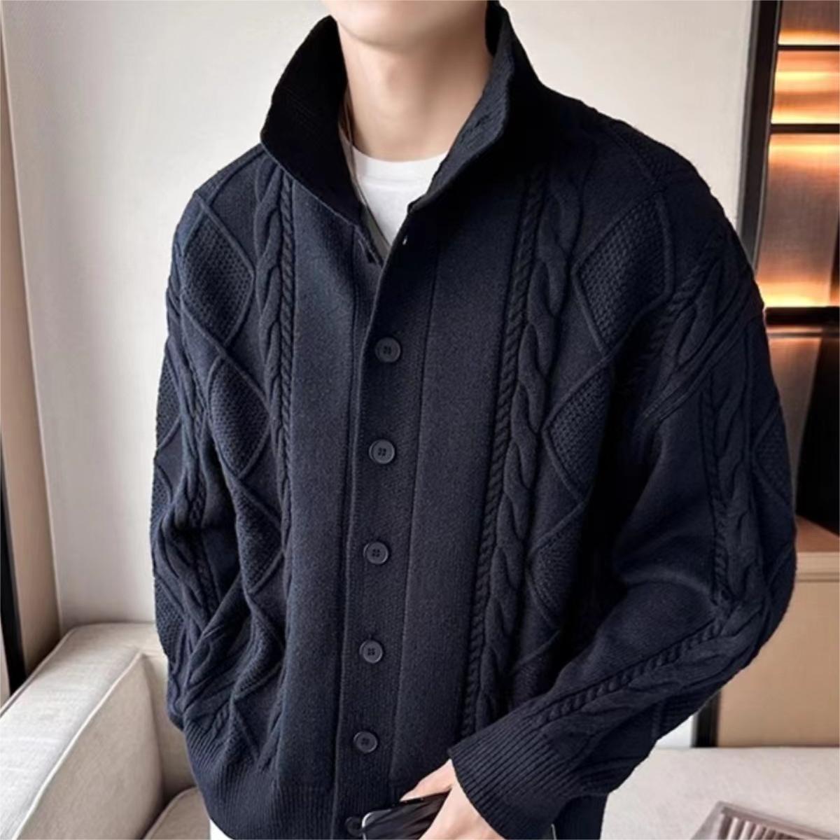 Christina – Eenvoudige Damescardigan met Retro Kraag en Lange Mouwen