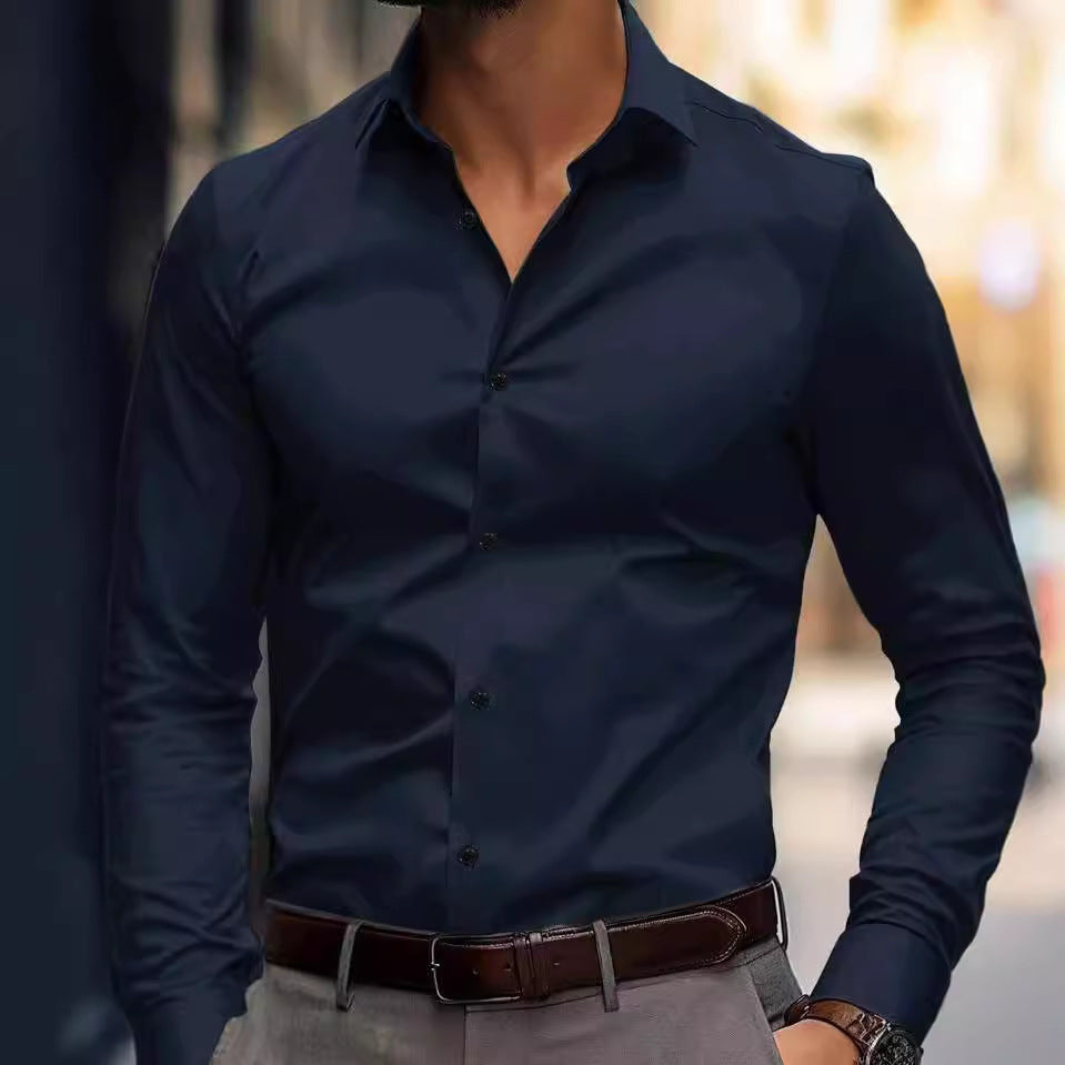Bruce – Business Overhemd met Revers en Effen Design