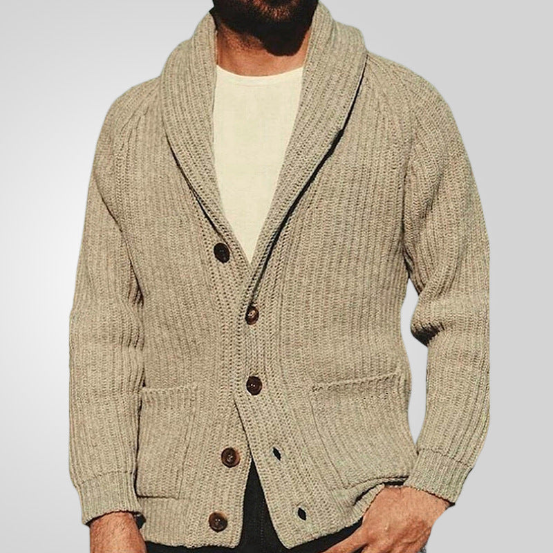 Kevin – Modieuze Heren Cardigan met Knopen en Zakken, Lange Mouwen voor Lente en Herfst