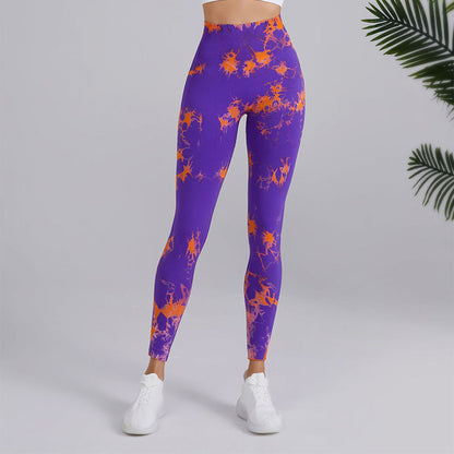 Linda – Hoog getailleerde naadloze yogabroek met batikprint voor dames