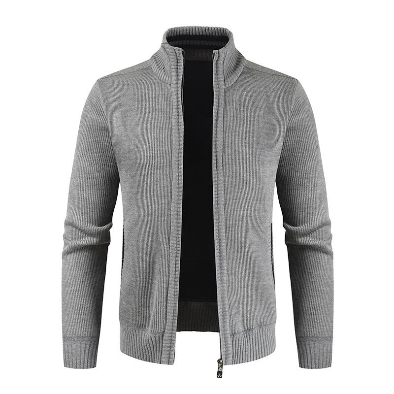 Anthony – Lichte Heren Cardigan met Opstaande Kraag in Effen Kleur