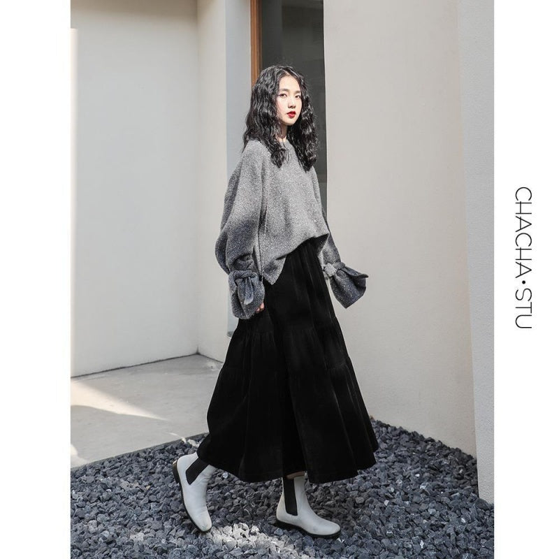 Sandra – Damen A-Linien-Rock aus dickem Samt