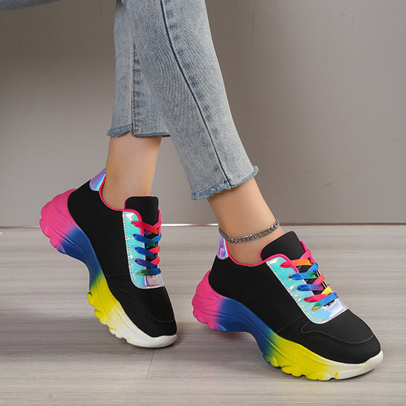 Hannah – Regenboogsneakers voor dames met dikke zool