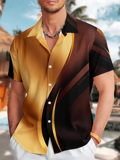 Steve – Casual Geometrisch Kortemouwen Shirt voor Heren