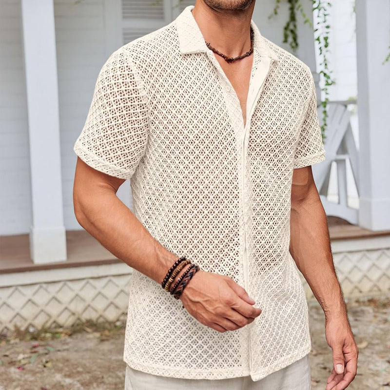 Lawrence – Polo-Shirt met Korte Mouw en Mesh in Effen