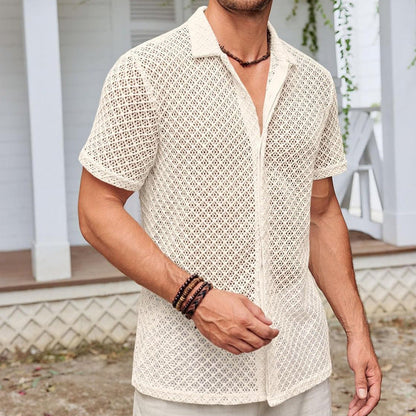 Lawrence – Polo-Shirt met Korte Mouw en Mesh in Effen