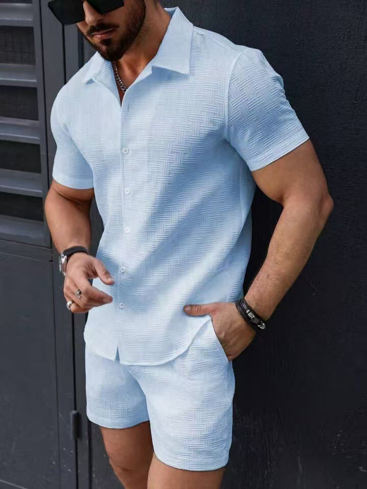 Robert – Kort mouw herenoverhemd met sportieve shorts