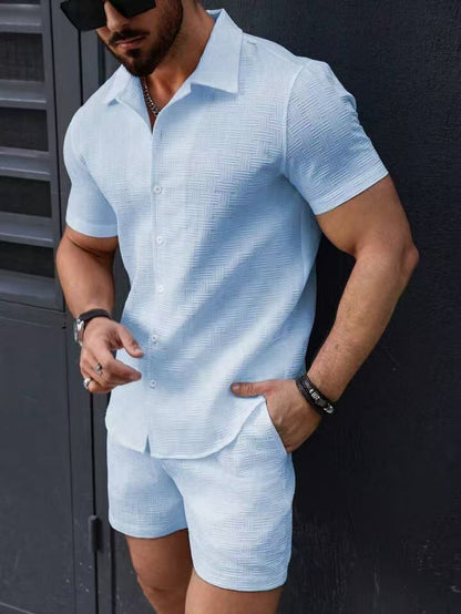 Robert – Kort mouw herenoverhemd met sportieve shorts
