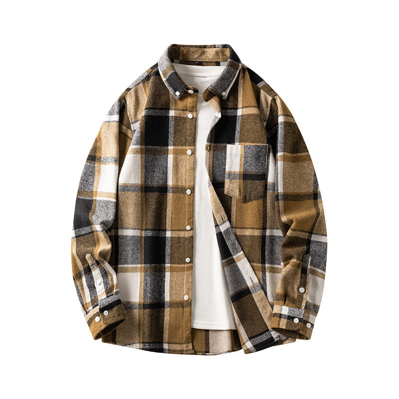 Leonard – Langem Herenoverhemd van Dikke Flanel met Ruitpatroon
