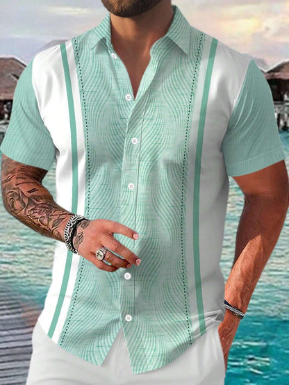 Steve – Casual Geometrisch Kortemouwen Shirt voor Heren