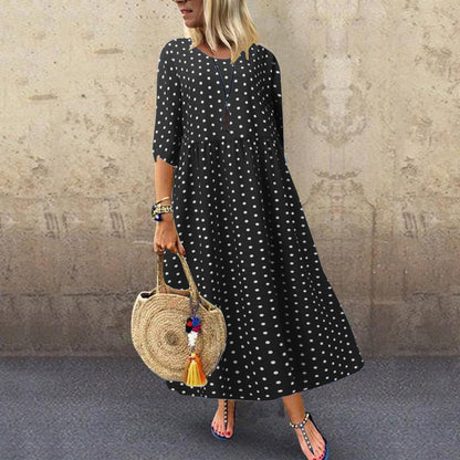 Leah – Elegante Polka Dot Tuniekjurk met Halflange Mouwen